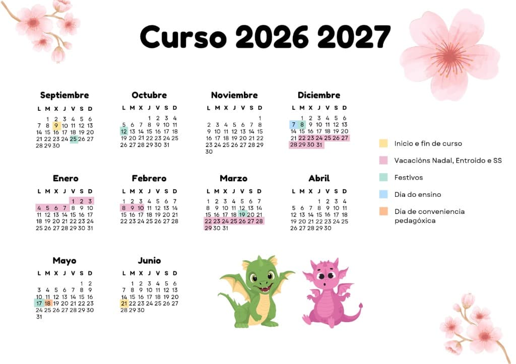 Vista previa do calendario escolar 2026-2027
